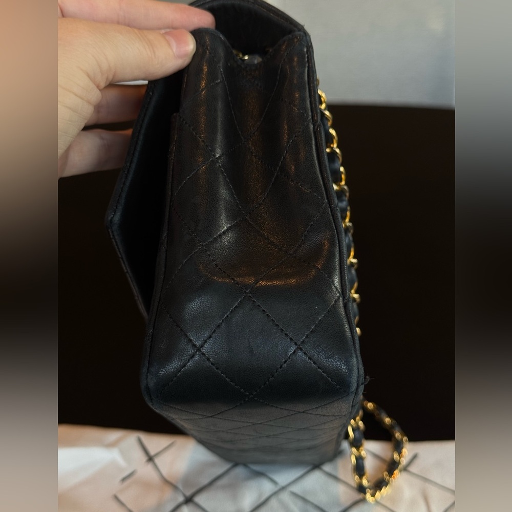 CHANEL Vintage CC Single Flap Bag Lambskin 24K Gold Black Karl Lagerfeld - Picture 10 of 17